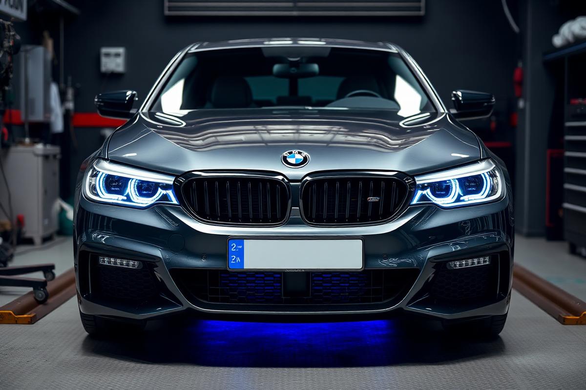 BMW 5 Series diesel in tuning workshop