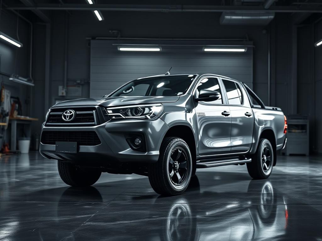 Toyota Hilux pickup in workshop for remap
